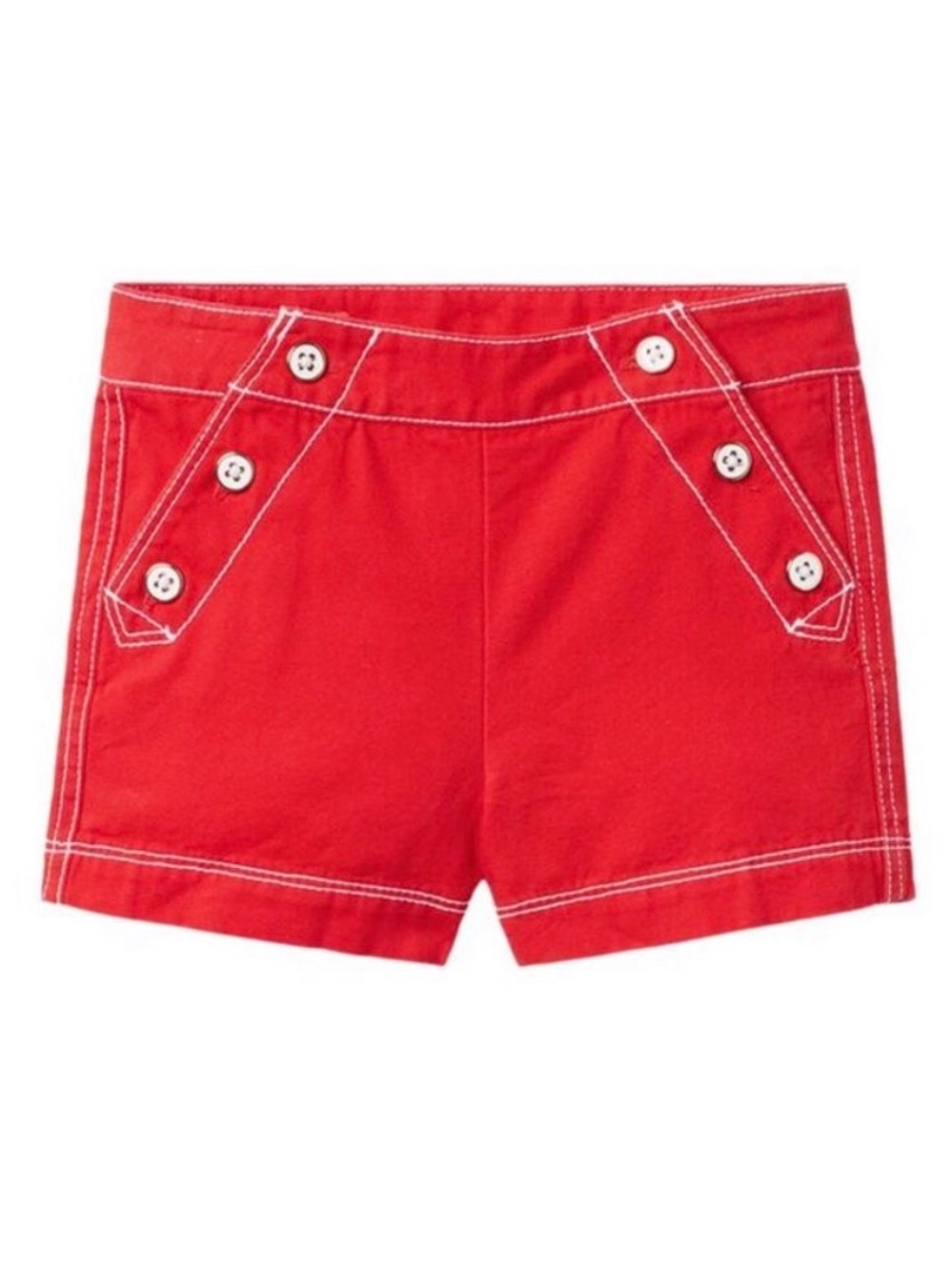 Janie And Jack Girls  Button Canvas Short, Red